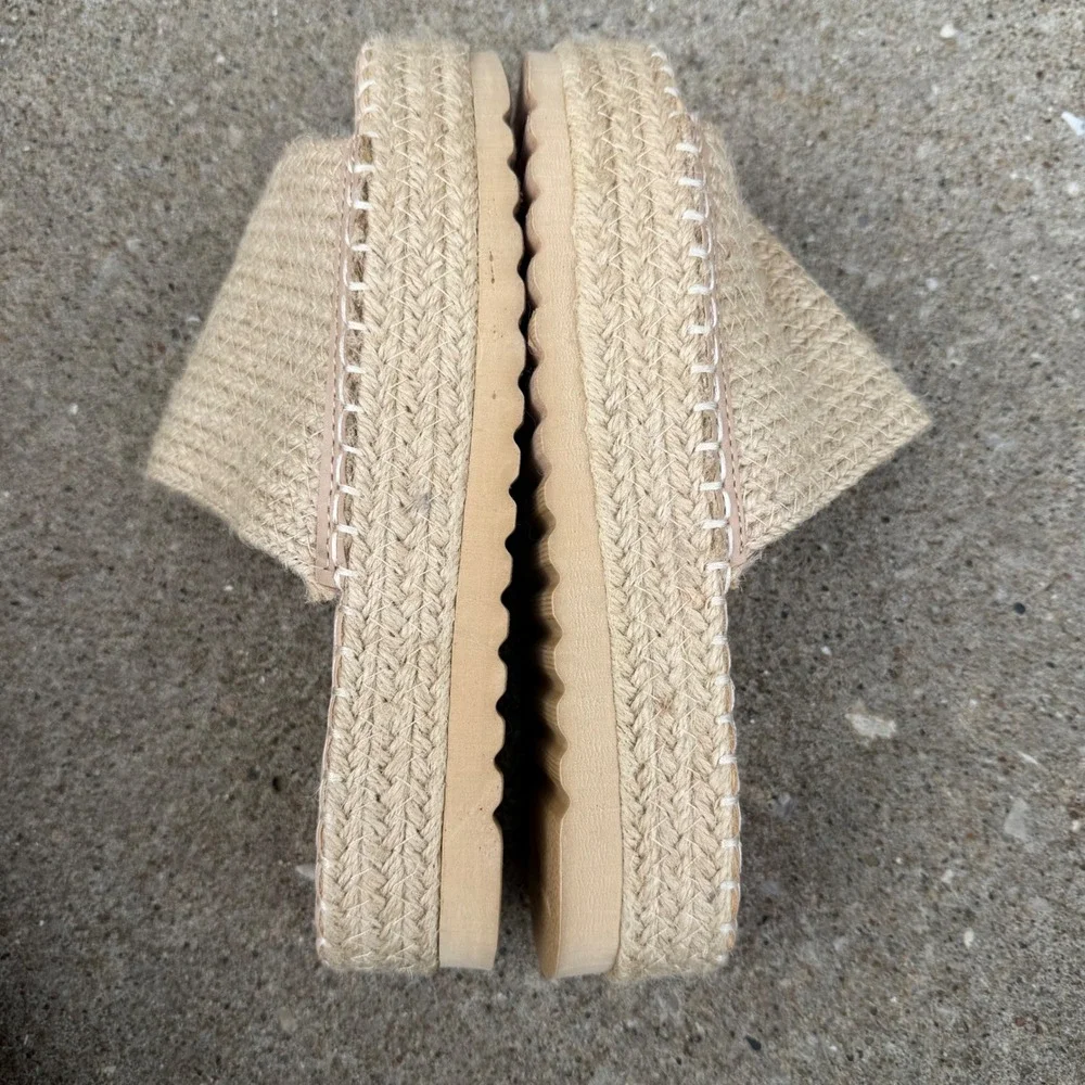 Beach by Matisse DelMar Natural Jute Espadrille Platform Slide Sandals Sz 8
